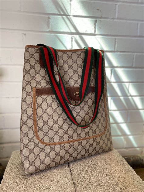 gucci canvas bag leather old